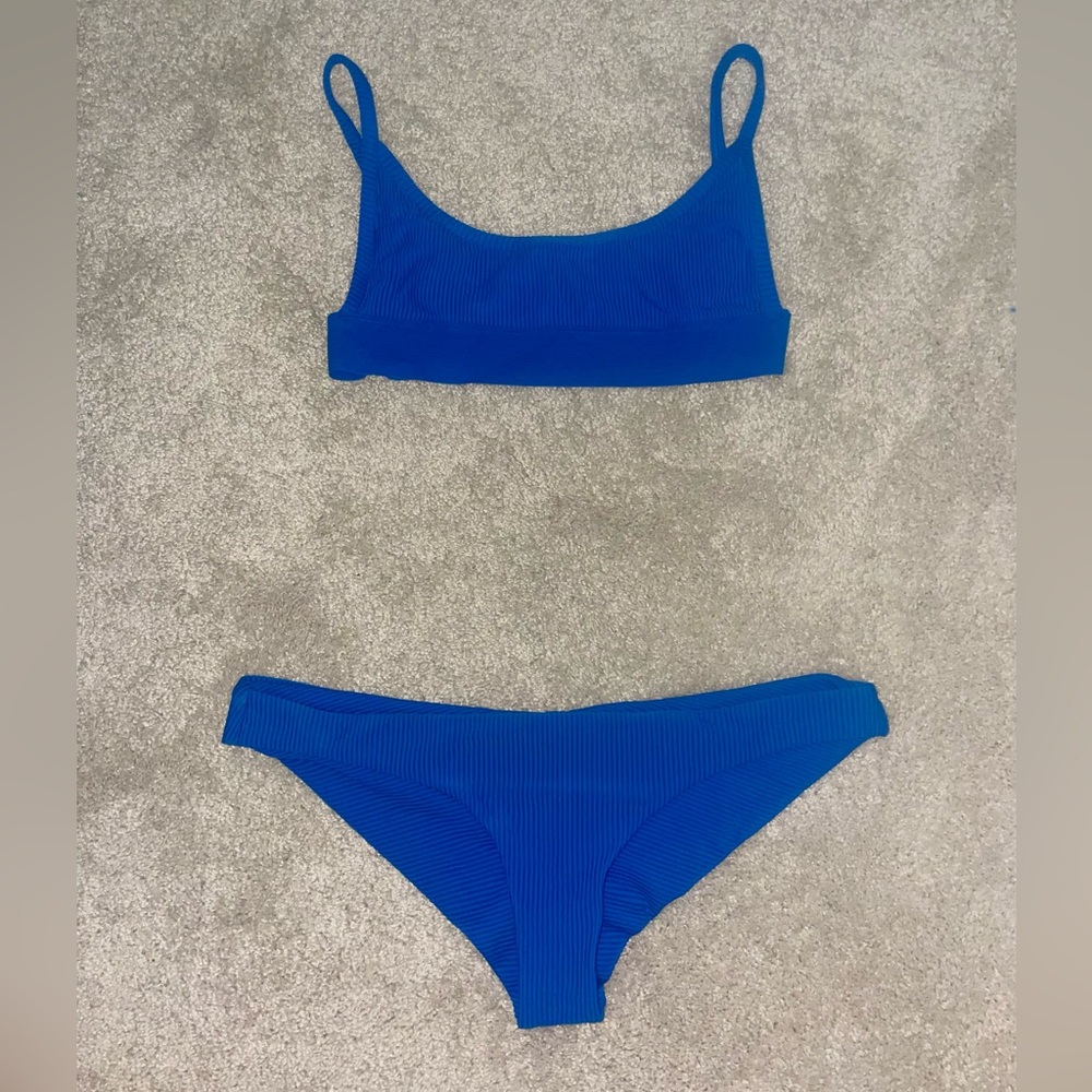 Frankie's Bikinis Ribbed Electric Blue Two-Piece Bikini